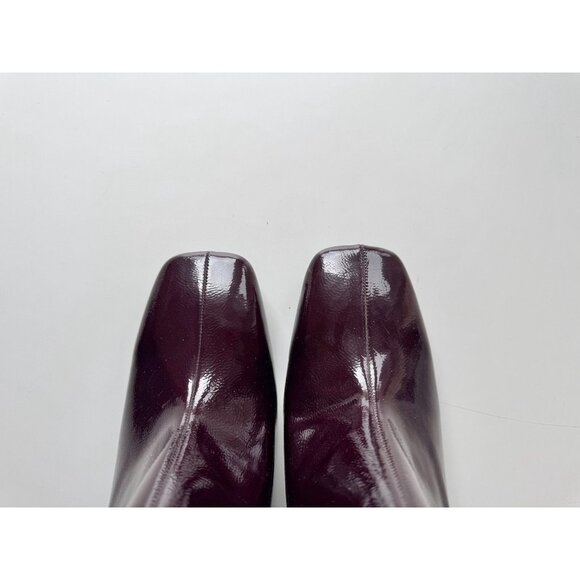 NWOT ZARA Dark Burgundy Patent Faux Leather Block Heel Ankle Boots, Size 40 - Picture 5 of 14